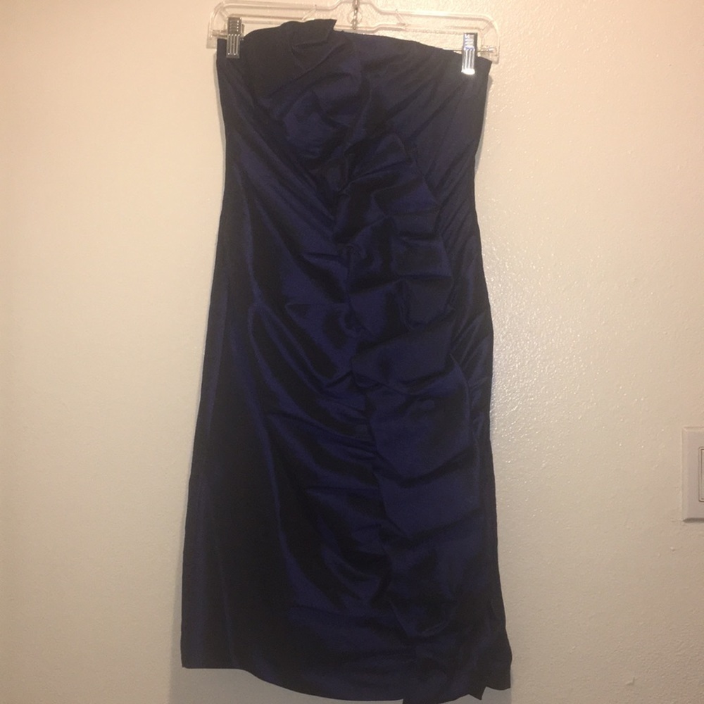 NWT Joseph Ribkoff Blue Ruffled Strapless Dress - Picture 2 of 6